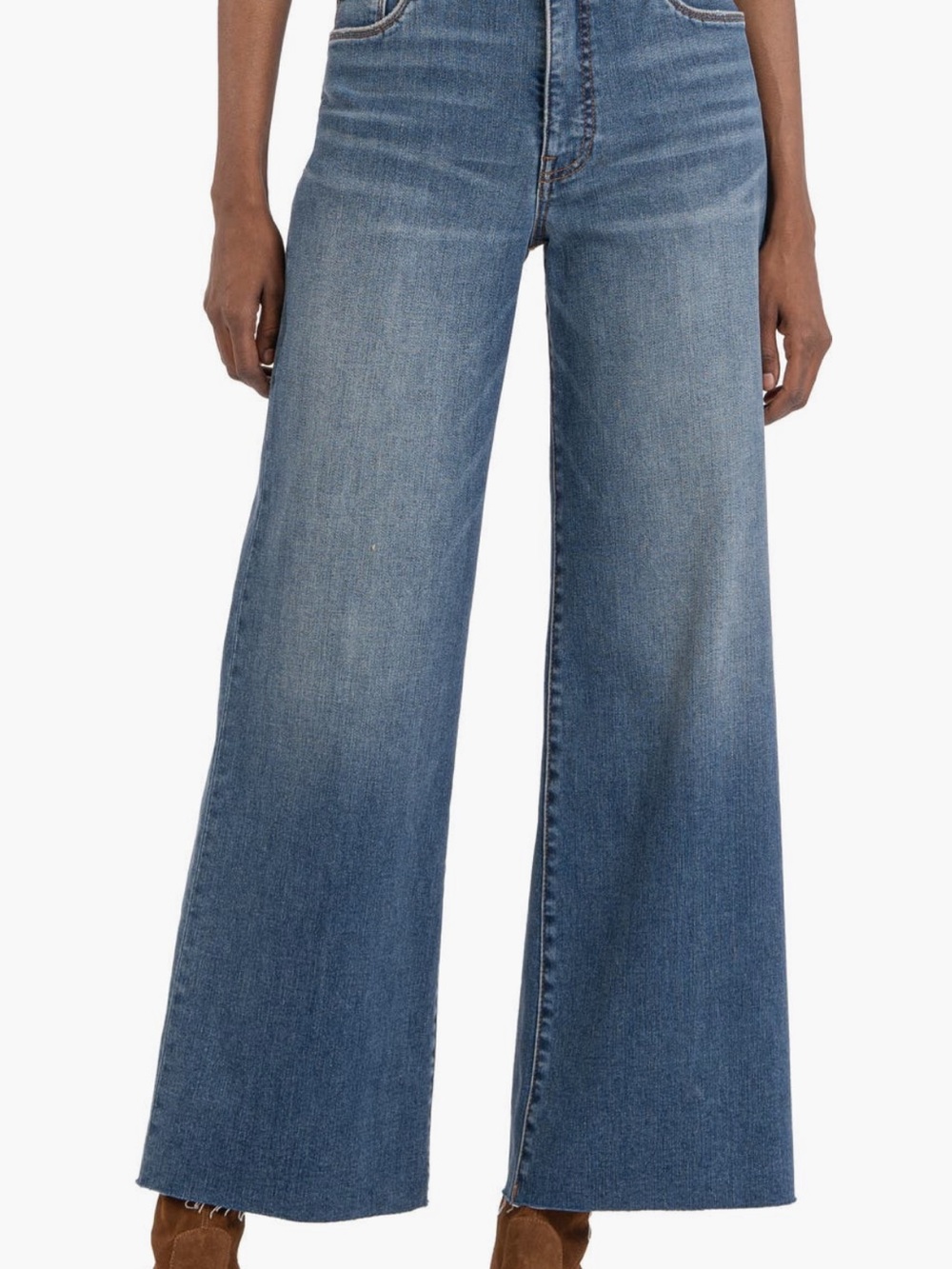 KUT from the Kloth Meg Fab Ab High Waist Raw Hem Ankle Wide Leg Jeans